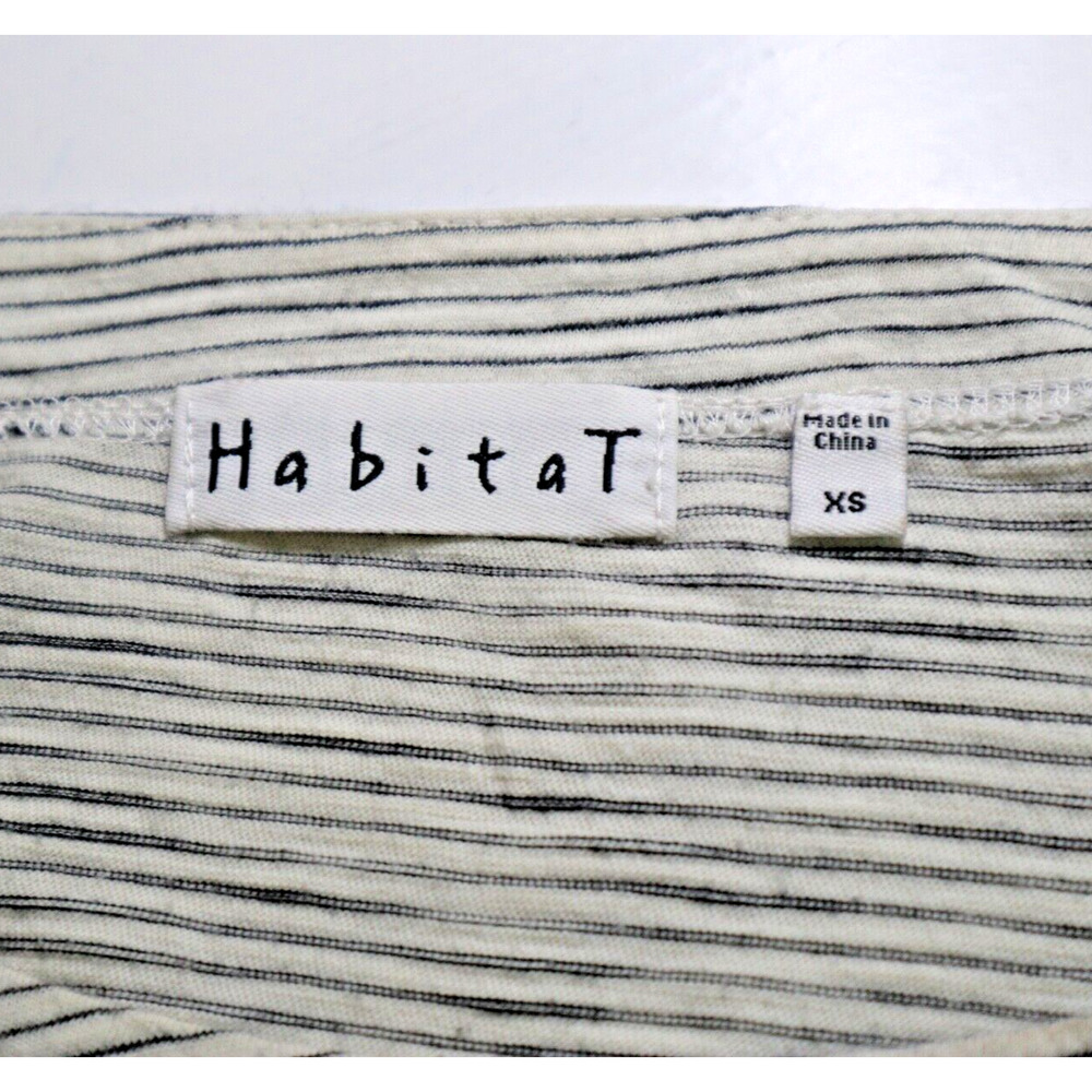 Habitat Size XS Striped Cotton Jersey Knit Top Tie Black White - Picture 9 of 10